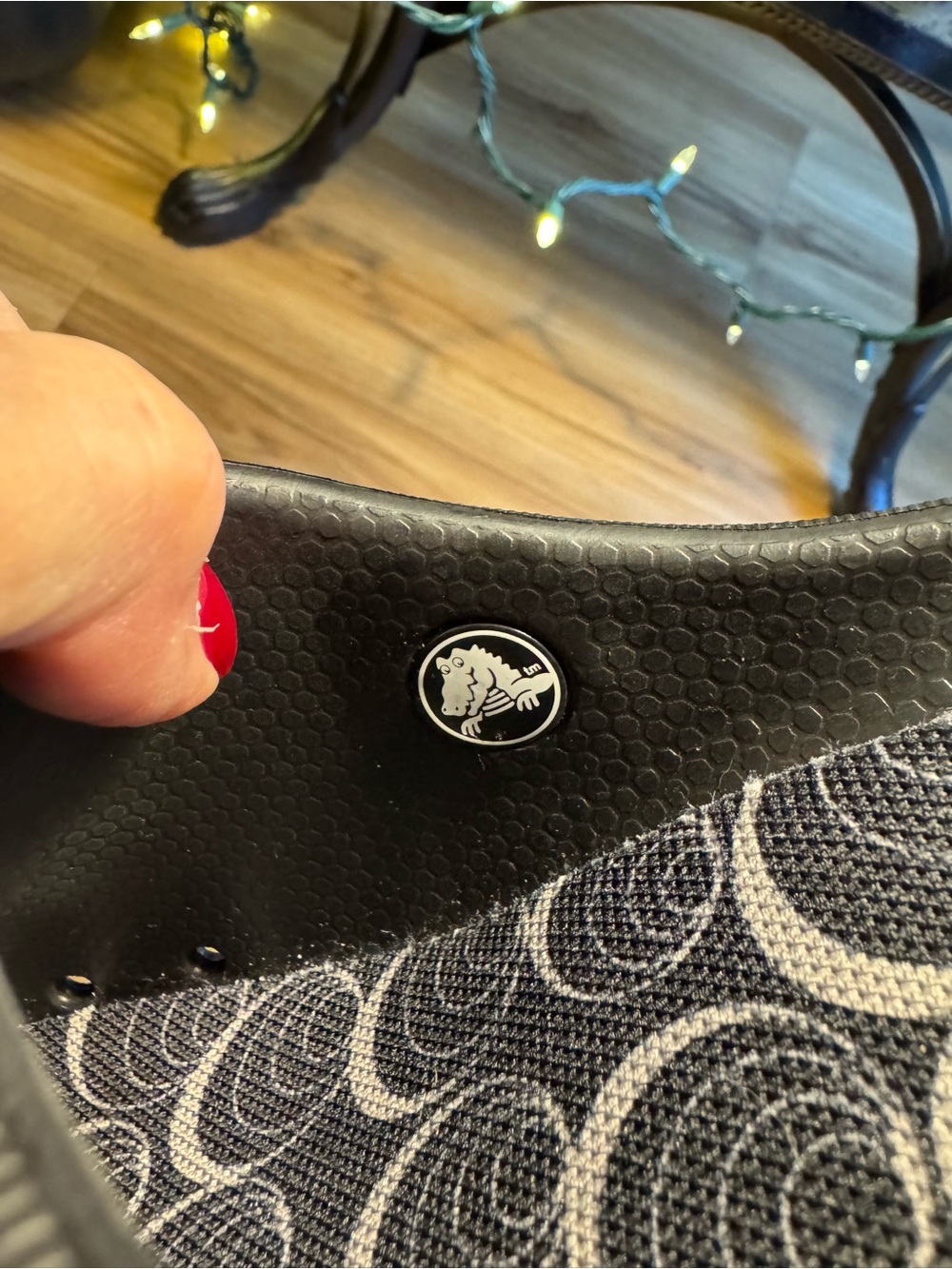 CROCS Black Slip-On Clog Mules with Patterned Insole - Picture 10 of 11